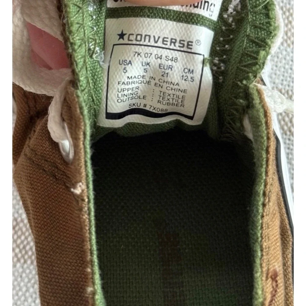 Converse All Star Chuck Taylor Low Top Brown Green Kids Sneakers 5C 7X088